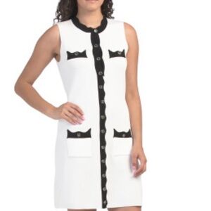 Elegant White and Black Sleeveless Dress medium